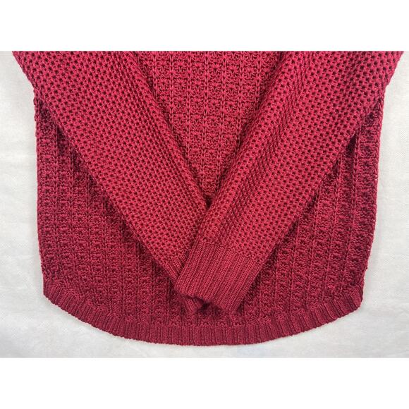 Calvin Klein Jeans Women's Large Red Open Knit Sweater Acrylic Nylon Chunky EUC - Picture 3 of 10